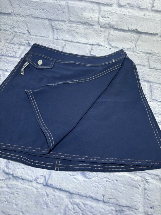 Vintage Birdwell Beach Britches Skirt Shorts Beach Wrap Size Small Navy Blue - Picture 10 of 10